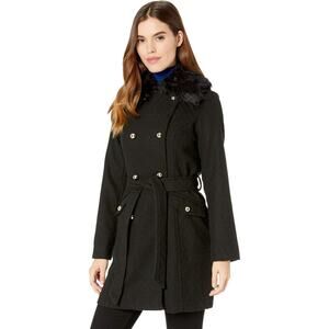 Jessica Simpson Women Double Breasted Fashion Coat Wool Black Size XL